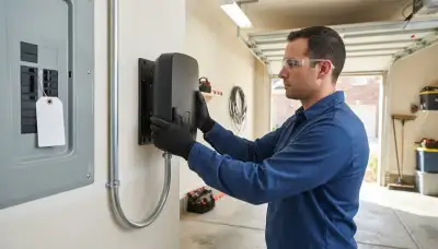 Level 2 EV charger installation in a Glenmont, NY garage by a licensed electrician