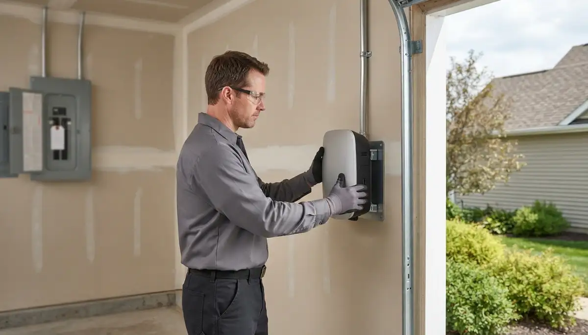 Electrician installing an EV charger with dedicated circuit in Guilderland Center, NY