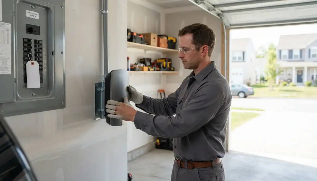 Electrician installing a Level 2 EV charger with a dedicated circuit in Latham, NY