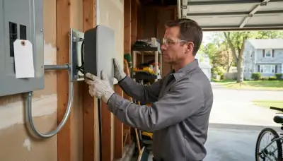 Electrician installing an EV charger with a dedicated circuit in Menands, NY