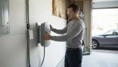 EV charger installation with 240-volt garage circuit and conduit in Waterford, NY