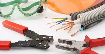 Electrical wiring repair with professional tools and safety equipment in Guilderland, NY