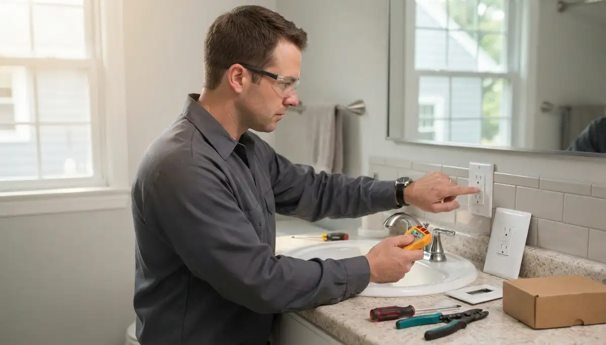 GFCI outlet installation in a Delmar, NY kitchen protects wet areas from electrical shock