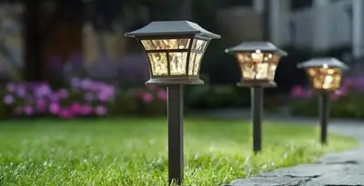 landscape lighting installation services with professionally installed pathway lights in Albany, NY