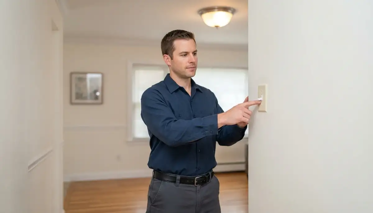 Electrician in Albany, NY tests a newly installed light switch after completing a residential switch repair