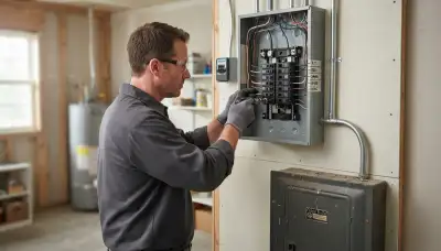 Electrician upgrading an older Latham, NY home’s electrical panel to 200-amp service