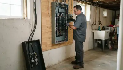 Electrician upgrading an older home's electrical panel in Slingerlands, NY