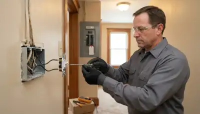 Albany, NY electrician replacing a worn wall switch with secured wiring and lockout tag