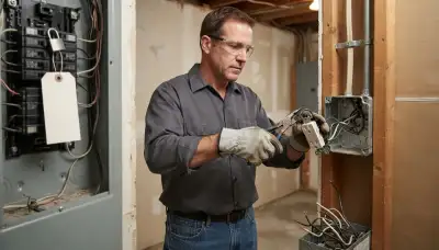 Albany, NY electrician replacing scorched wiring and a failed device in an open junction box